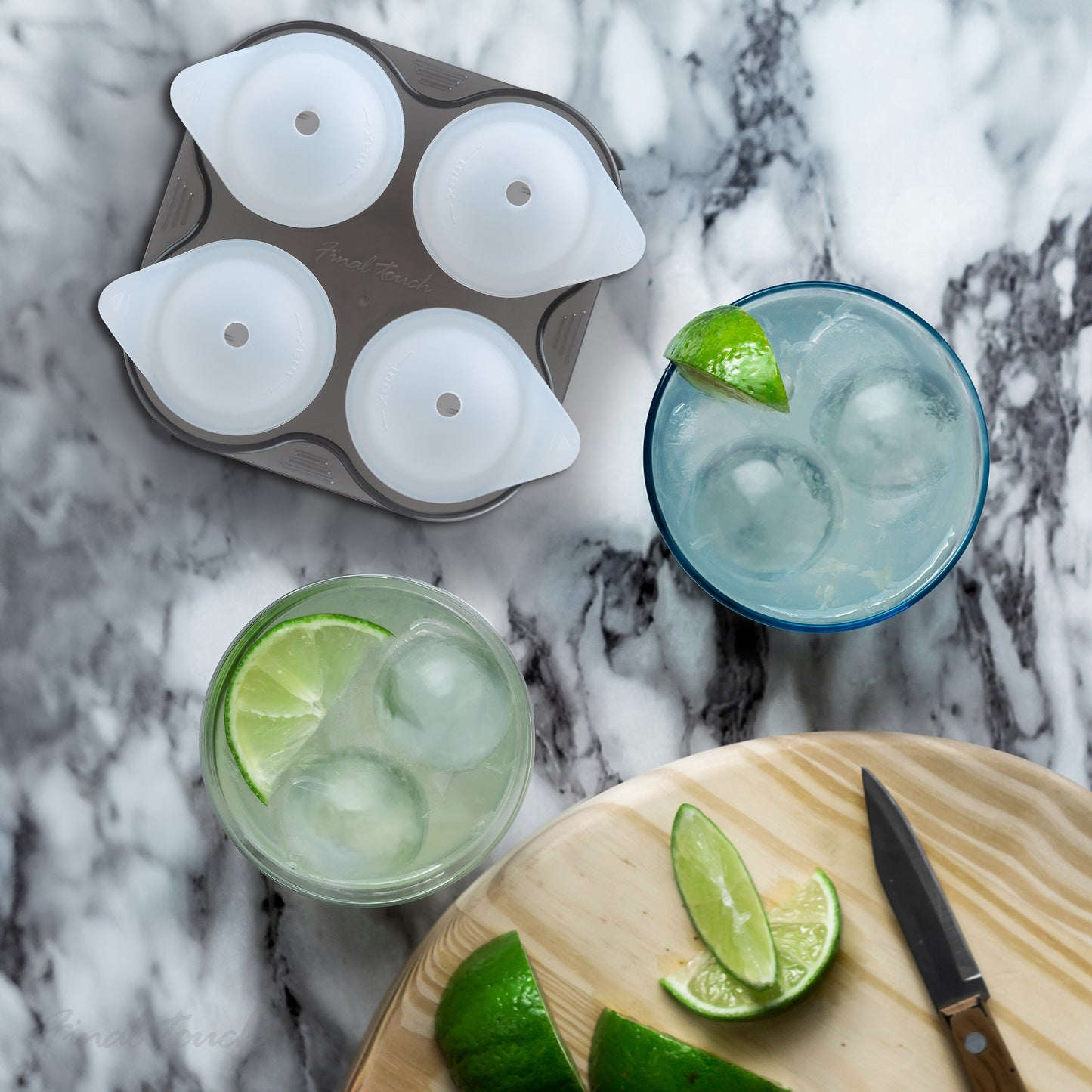 Final Touch Silicone 4 Ice Ball Tray - Set of 2