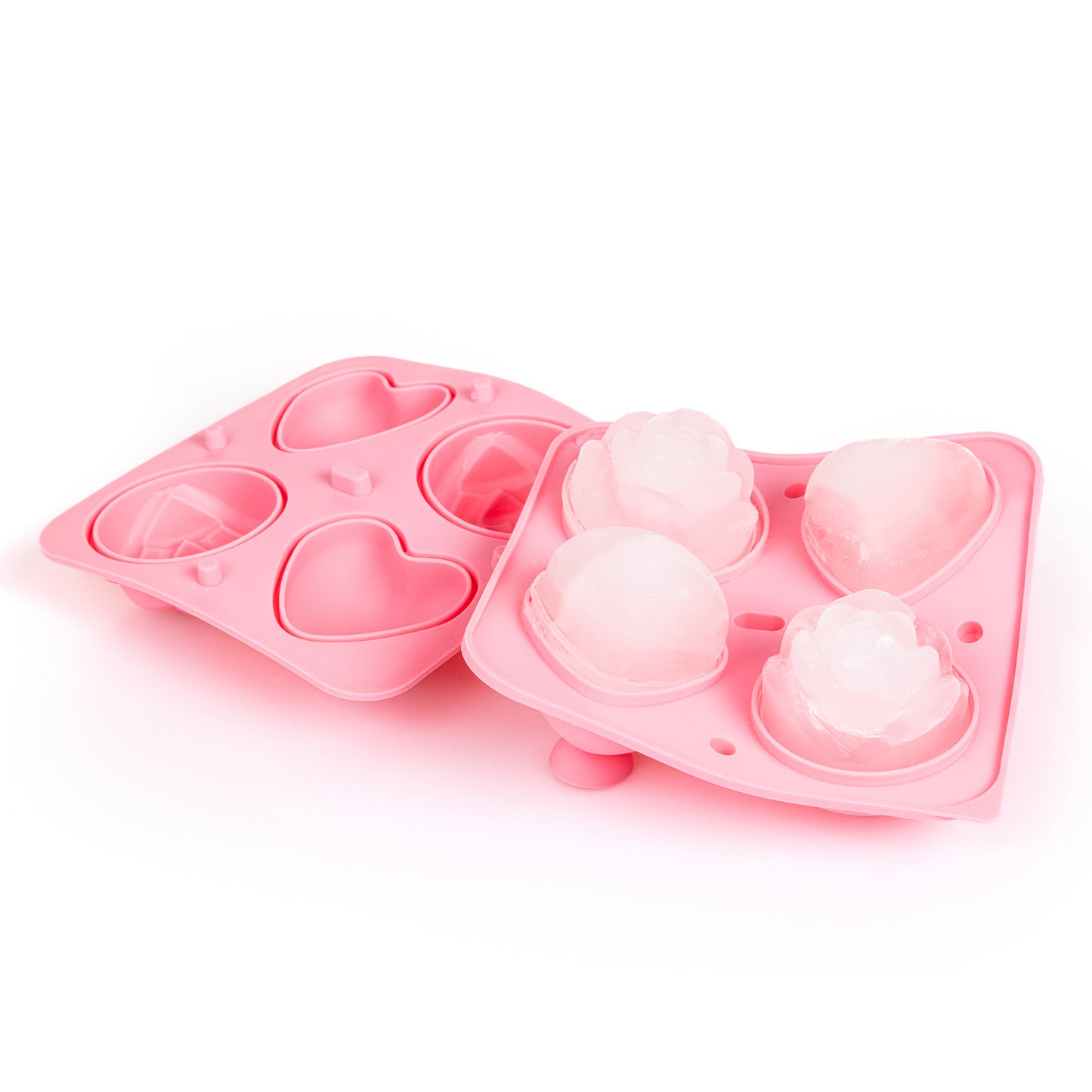 Bar Bespoke Pink Heart and Rose Ice Tray
