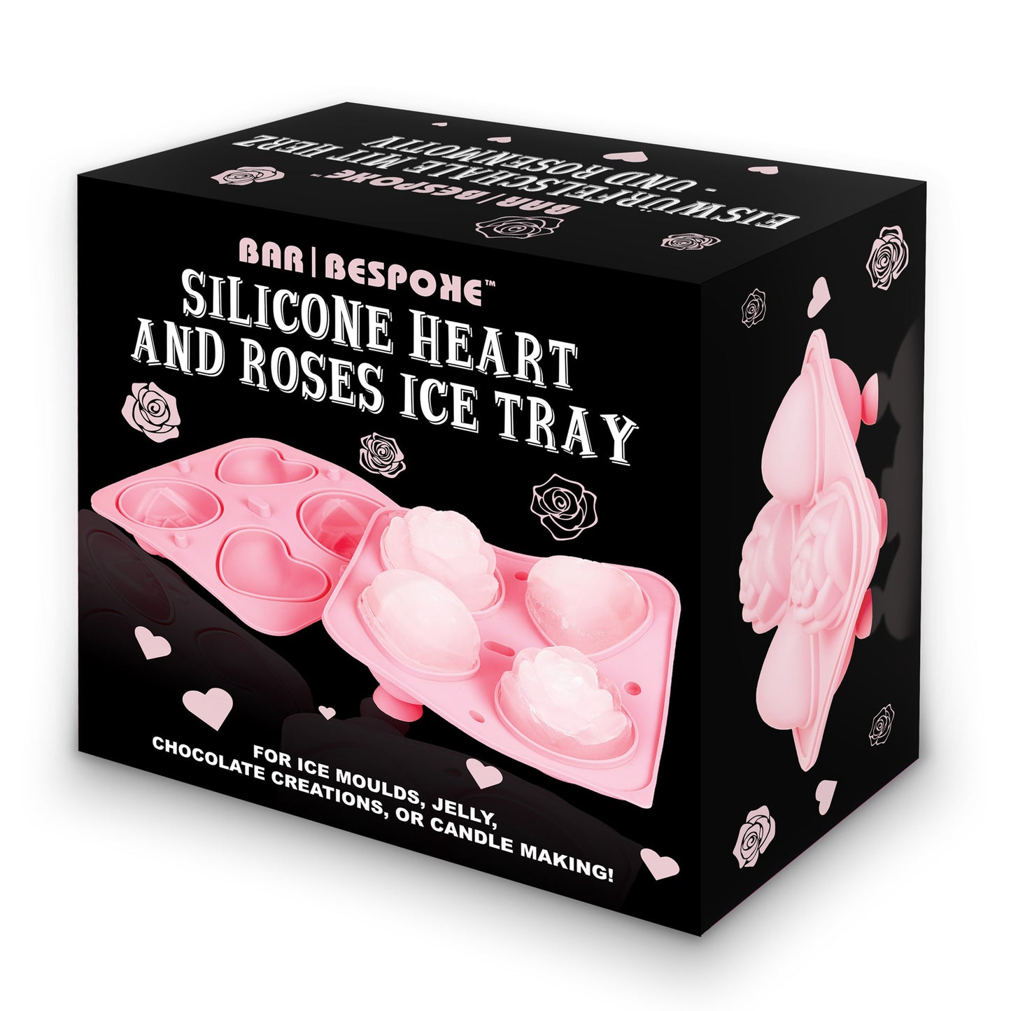Bar Bespoke Pink Heart and Rose Ice Tray