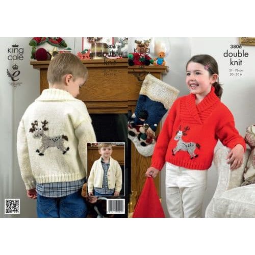 Childs Reindeer Jumper Knitted in Double Knit