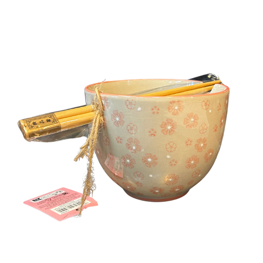 Cherry Blossom Noodle Bowl with Chopstick