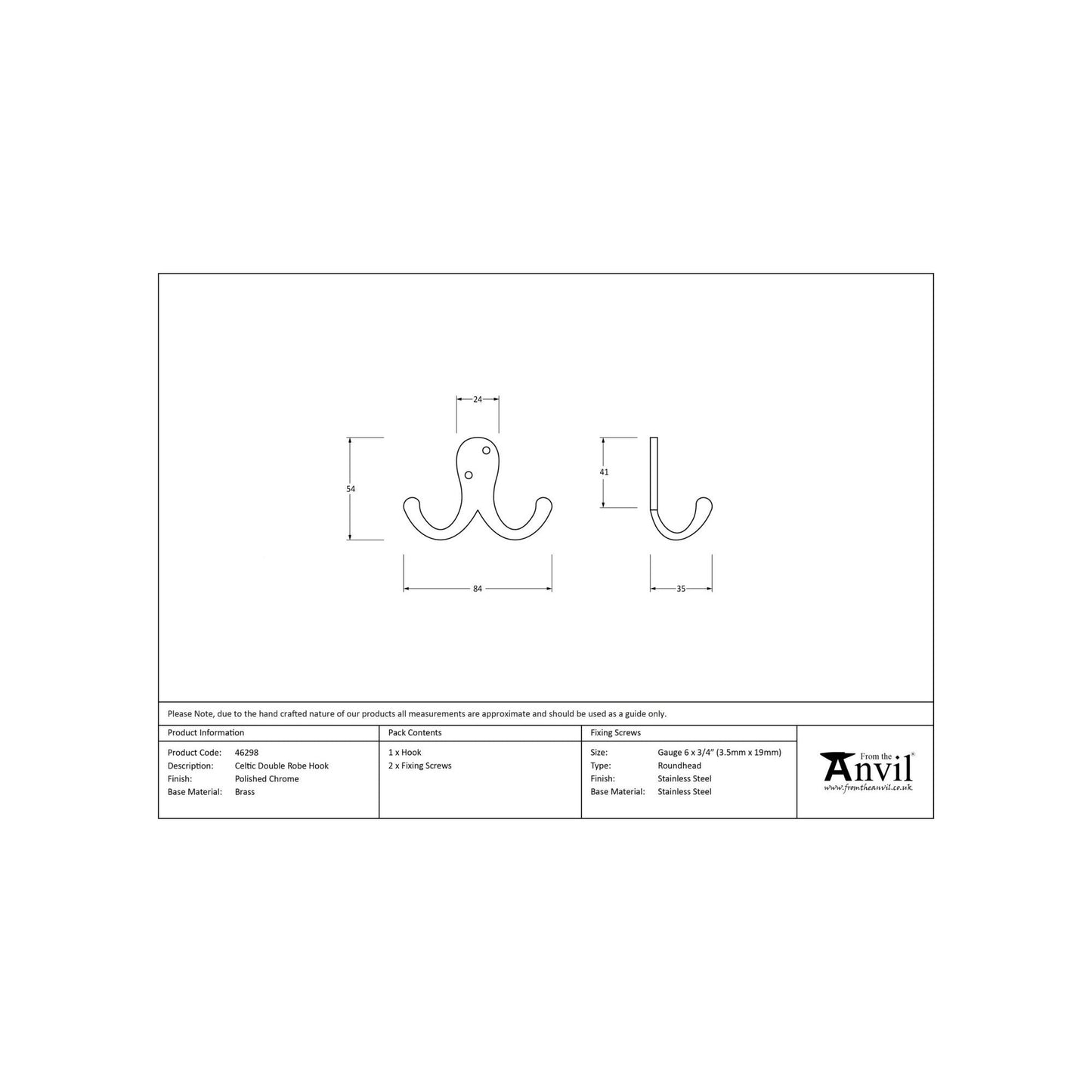 Polished Chrome Celtic Double Robe Hook