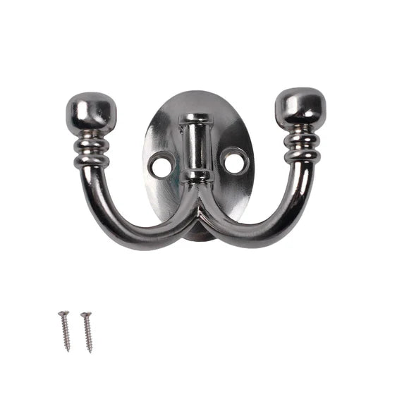 Ball End Double Hook Oval Base Polished Chrome
