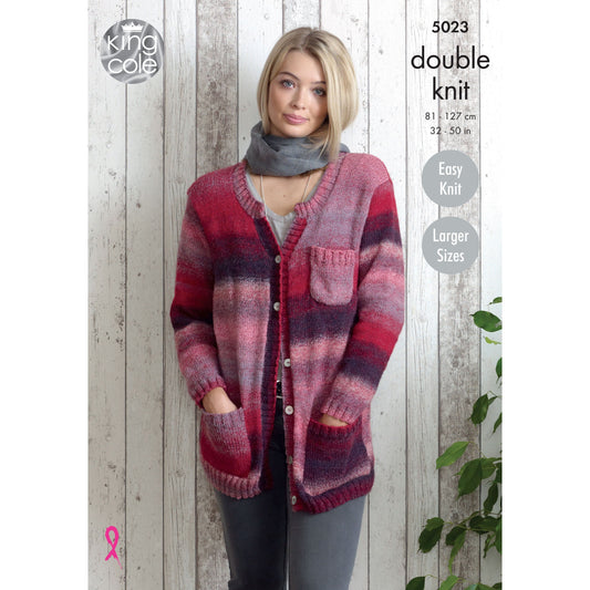 Long Cardigan with Pockets Knitted in Double Knit