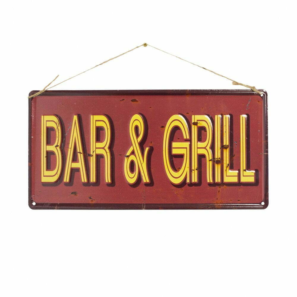 Bar & Grill Embossed Metal Sign