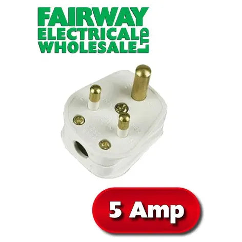 5 Amp 3 Pin Round Plug WHITE