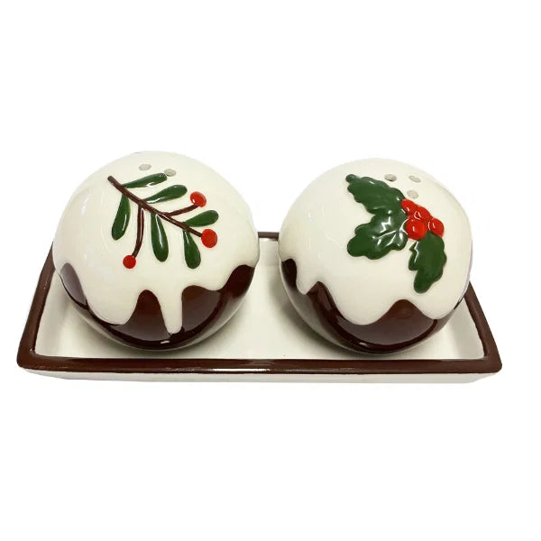 Ceramic Christmas Pudding Salt & Pepper shakers