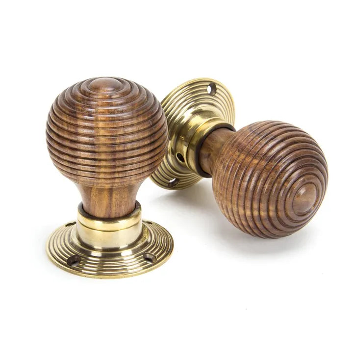 Wooden Beehive Mortice/Rim Knob Set Rosewood/Aged Brass