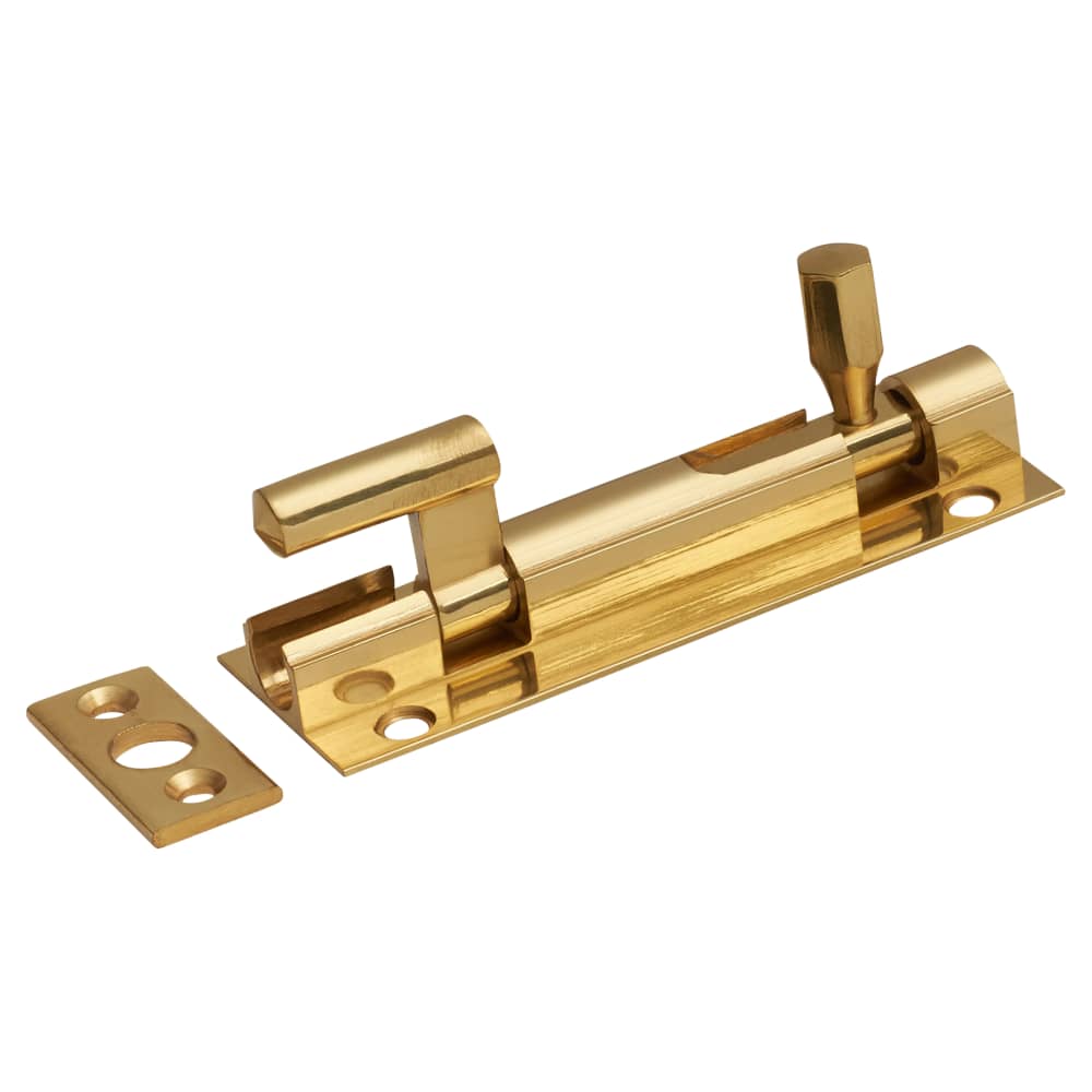Polished Brassed Necked Barrel Bolt 50mm