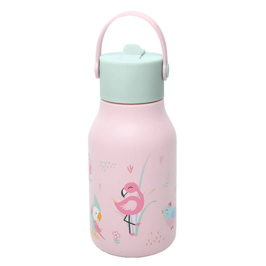 Little Lund Kids Water Bottle with Flip Straw 400ml / 13.5oz: Birds