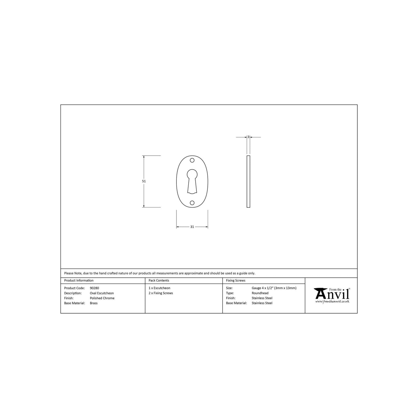 Polished Chrome Oval Escutcheon