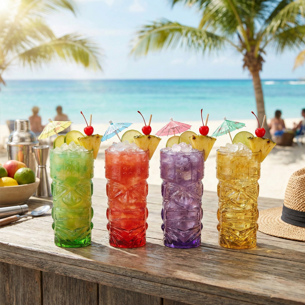 Bar Bespoke Coloured Tiki Highball Glass 4 Pack