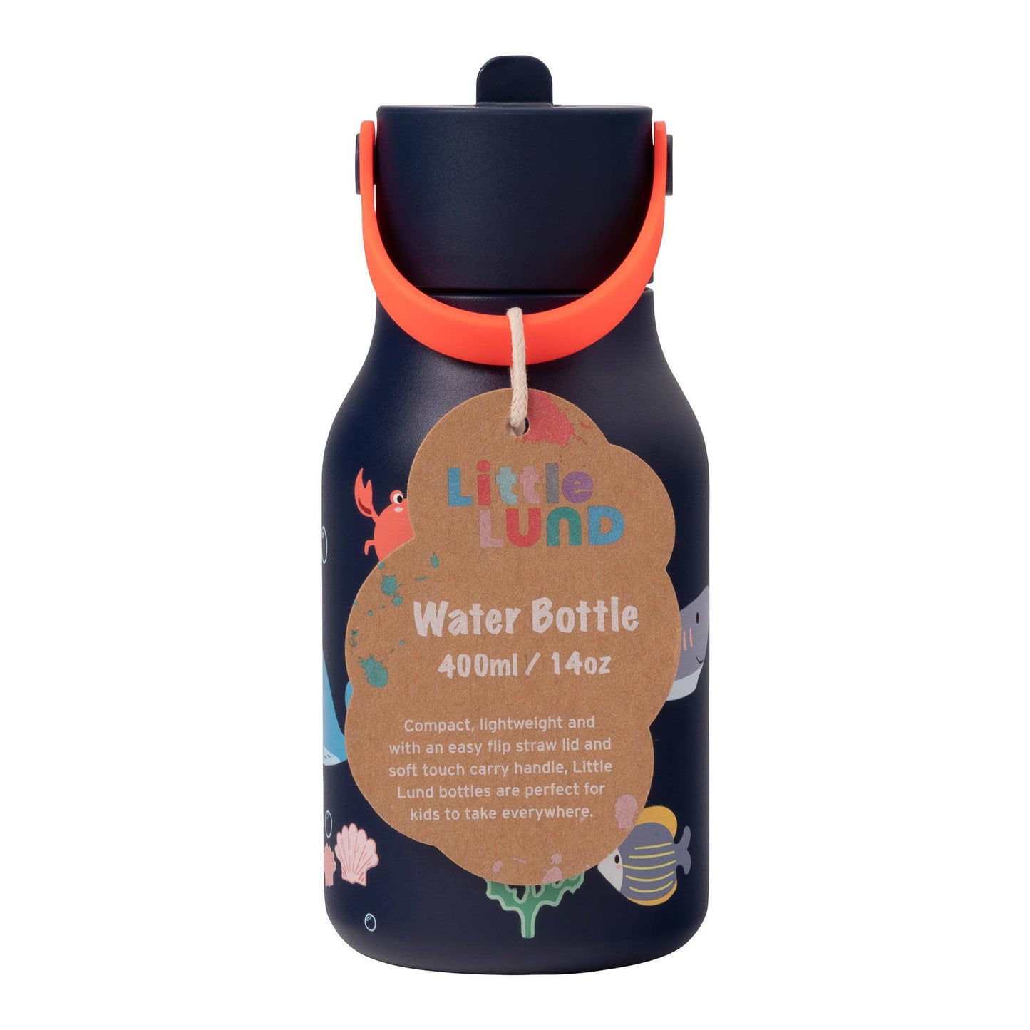 Little Lund Kids Water Bottle with Flip Straw 400ml / 13.5oz: Space