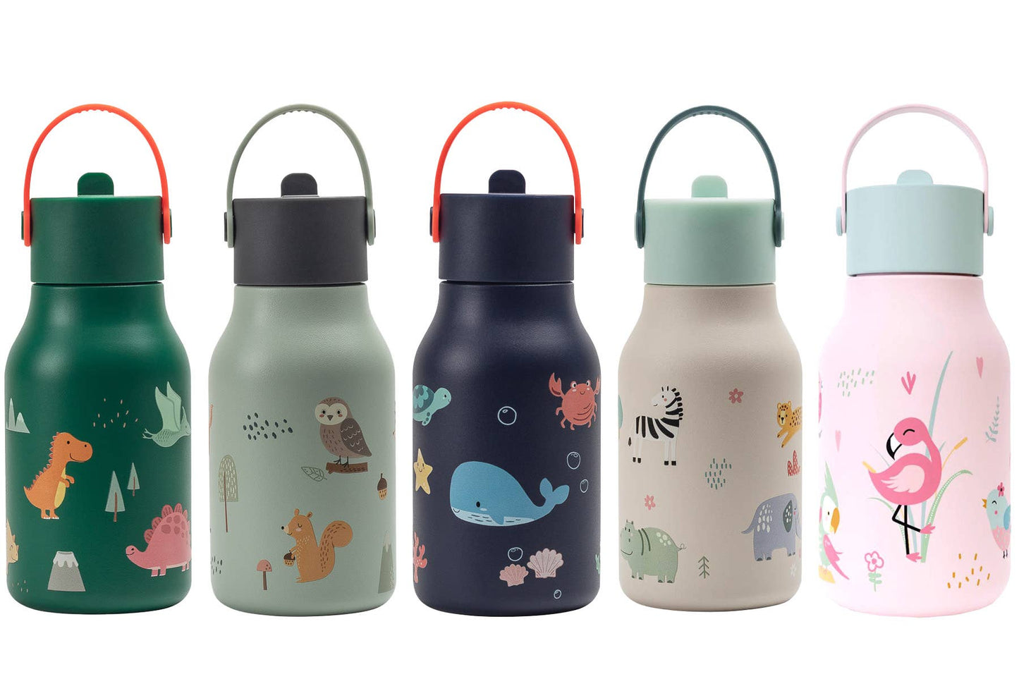 Little Lund Kids Water Bottle with Flip Straw 400ml / 13.5oz: Birds