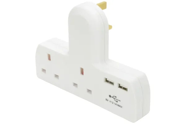 2 Way Adpator With 2 USB Ports