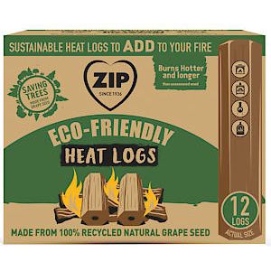 Zip 100% Natural Eco-Friendly Heat Logs (12 pack)