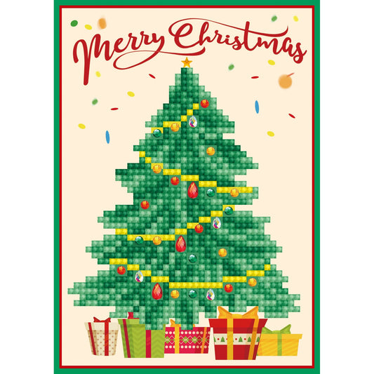 Diamond Painting Kit: Greeting Card Kit: Merry Christmas Tree