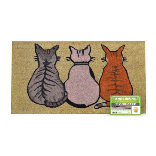 Mats - 'Cats' Tufted Coir Brush Mat with Vinyl Base - 45 x 75cm