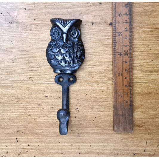 Coat Hook Single OWL Cast Antique Iron 50 x 145mm