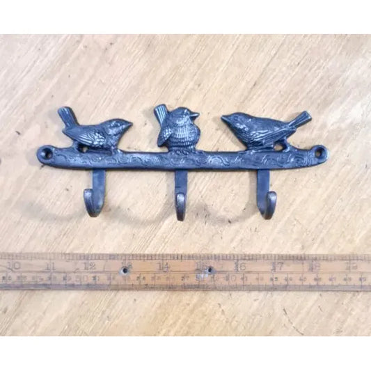 Coat Hook 3 BIRDS 3 Hooks Cast Antique Iron 80 x 200mm