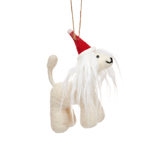 Afghan Hound in Santa Hat Hanging Decoration