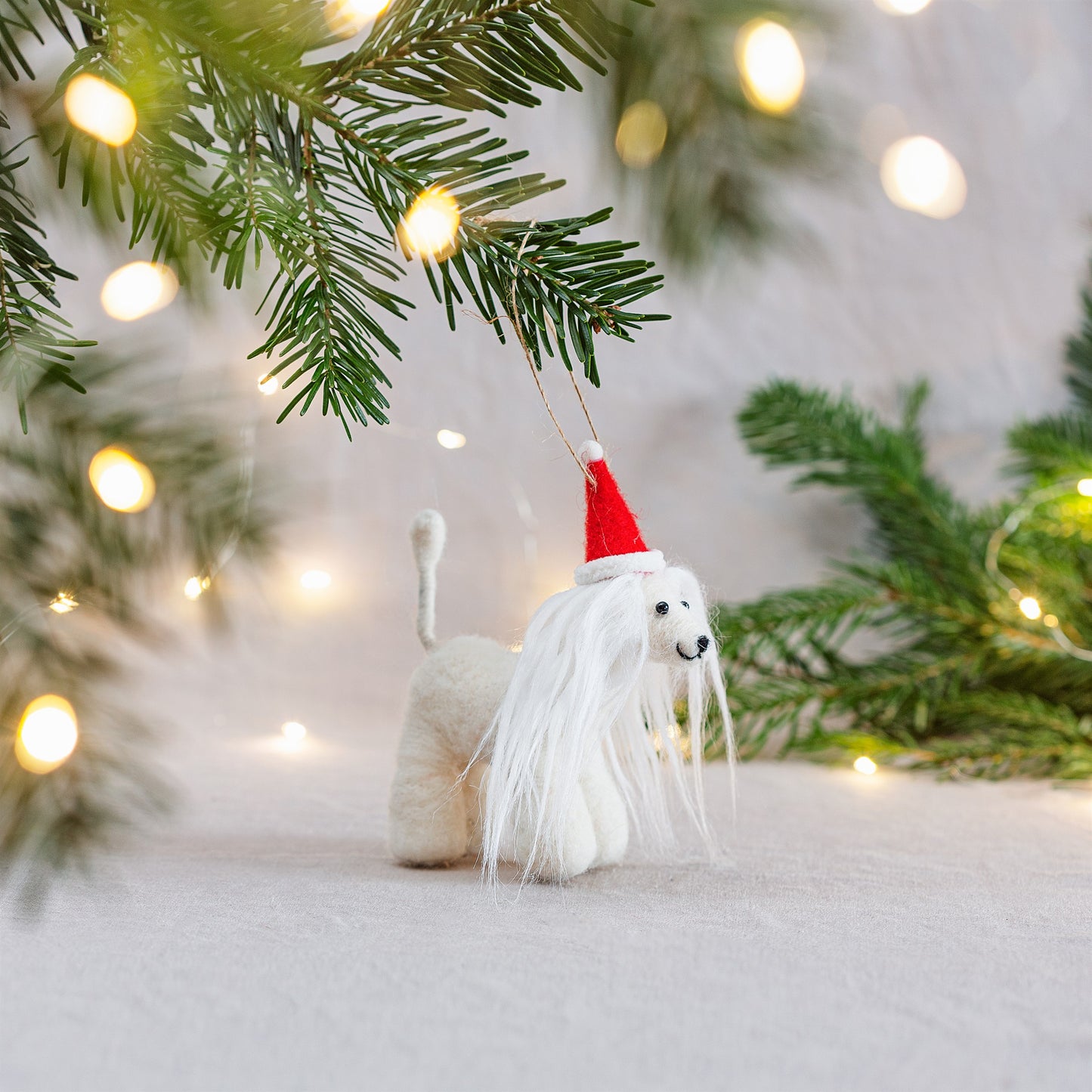 Afghan Hound in Santa Hat Hanging Decoration