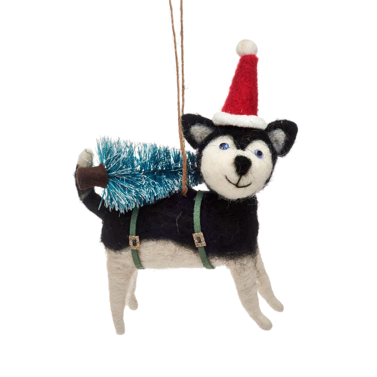 Husky with Christmas Tree Decoration