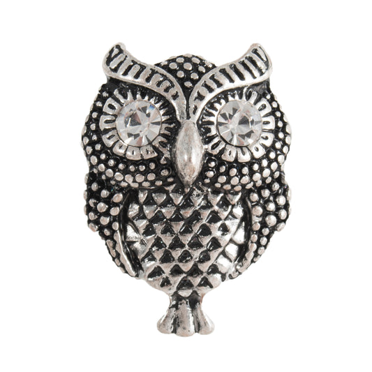 Buttons: Metal Owl with Diamante Eyes: Shank: 28mm: Dark Silver