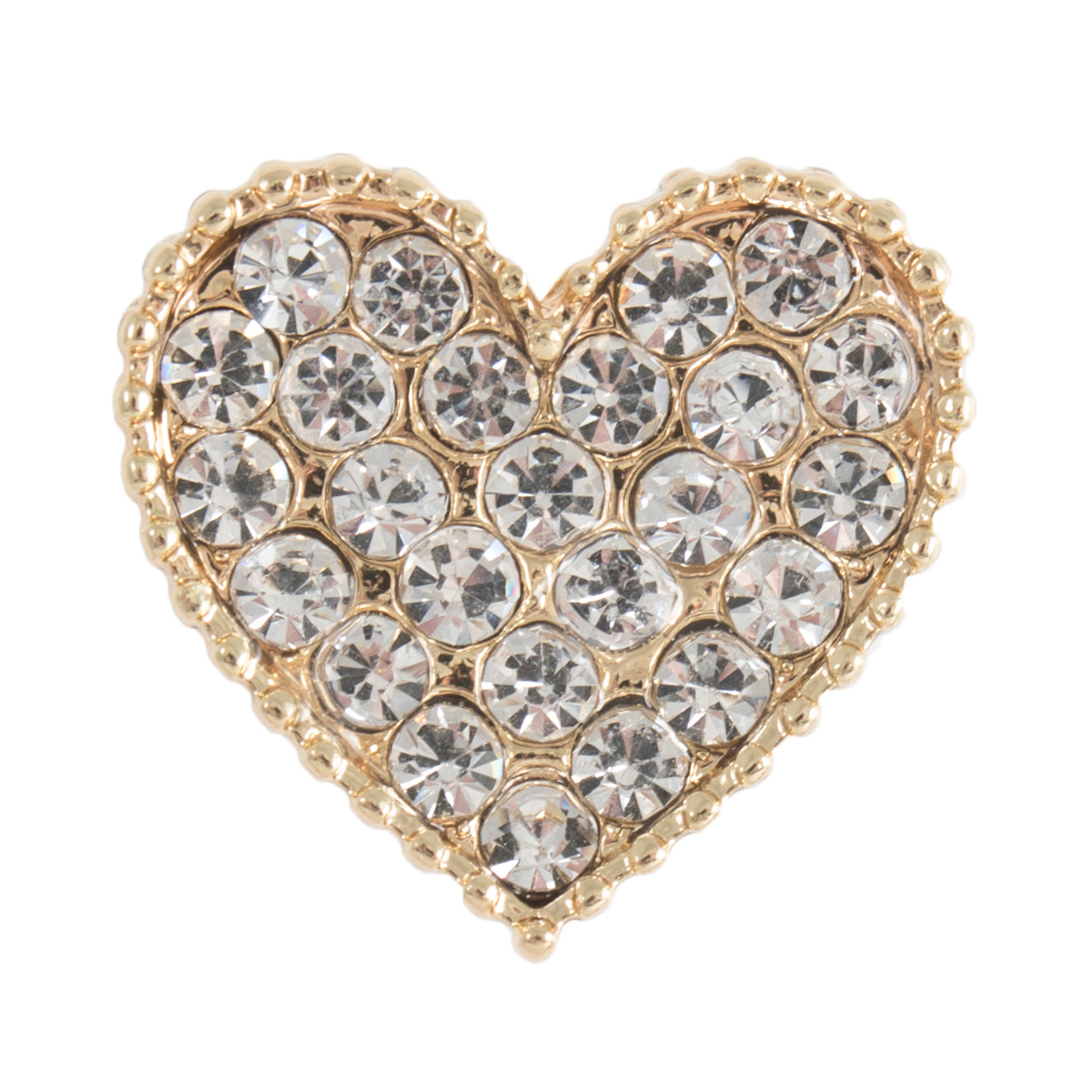 Buttons: Diamante: Heart: Shank: 21mm: Gold