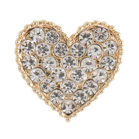 Buttons: Diamante: Heart: Shank: 21mm: Gold