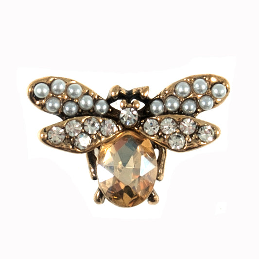 Buttons: Diamanté: Bee: Shank: 20mm: Gold: 10 Pieces