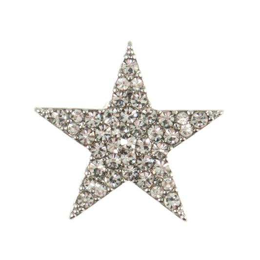 Buttons: Diamanté: Star: Shank: 21mm: Silver: 10 Pieces