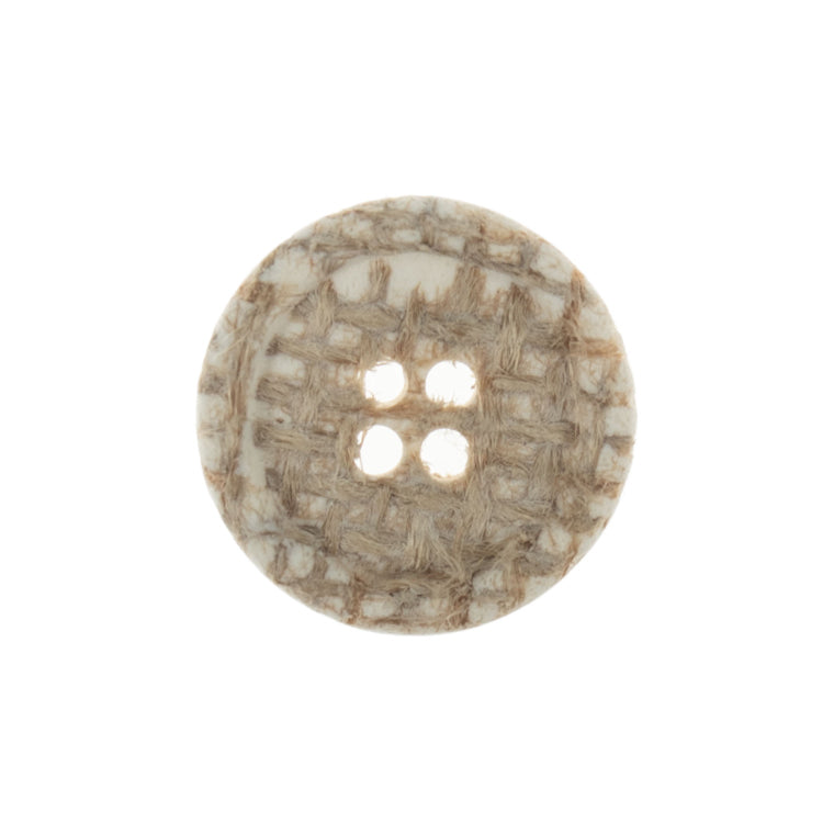 Button: Eco-Conscious: Jute: 4 Hole: 15mm: Natural