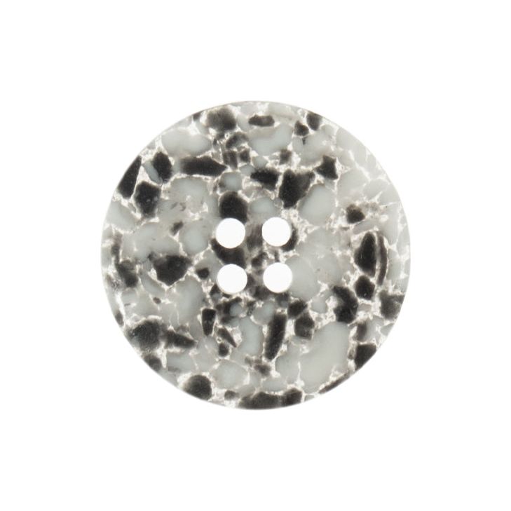 Button: Eco-Conscious: Recycled Plastic Scrap: 4 Hole: 18mm: Black/White