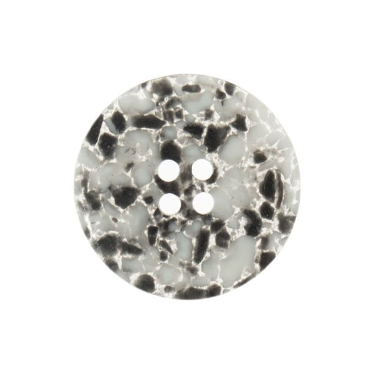 Button: Eco-Conscious: Recycled Plastic Scrap: 4 Hole: 18mm: Black/White