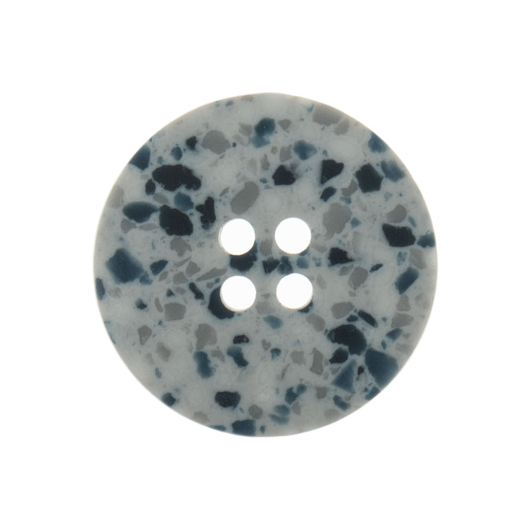 Button: Eco-Conscious: Recycled Plastic Scrap: 4 Hole: 20mm: Silver/Grey