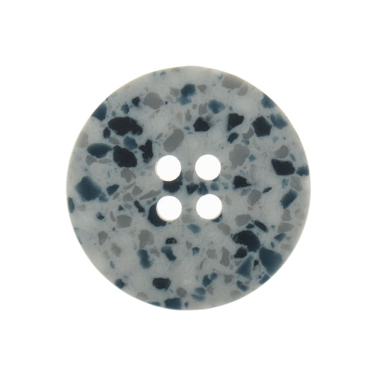 Button: Eco-Conscious: Recycled Plastic Scrap: 4 Hole: 20mm: Silver/Grey