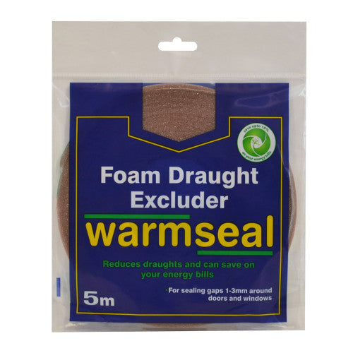 Warmseal PVC Foam Draught Excluder, Brown, 5m