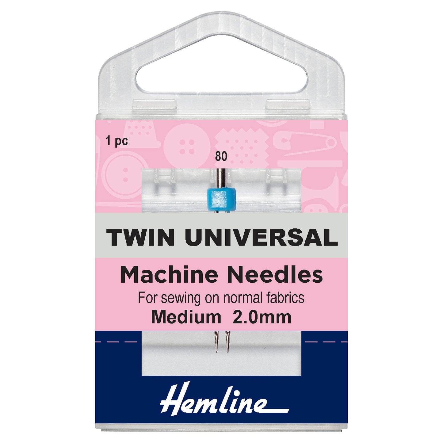 Sewing Machine Needles: Twin Universal: 80(12), 2.0mm: 1 Piece