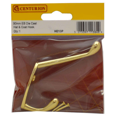 105mm Die Cast Hat & Coat Hook - Brass