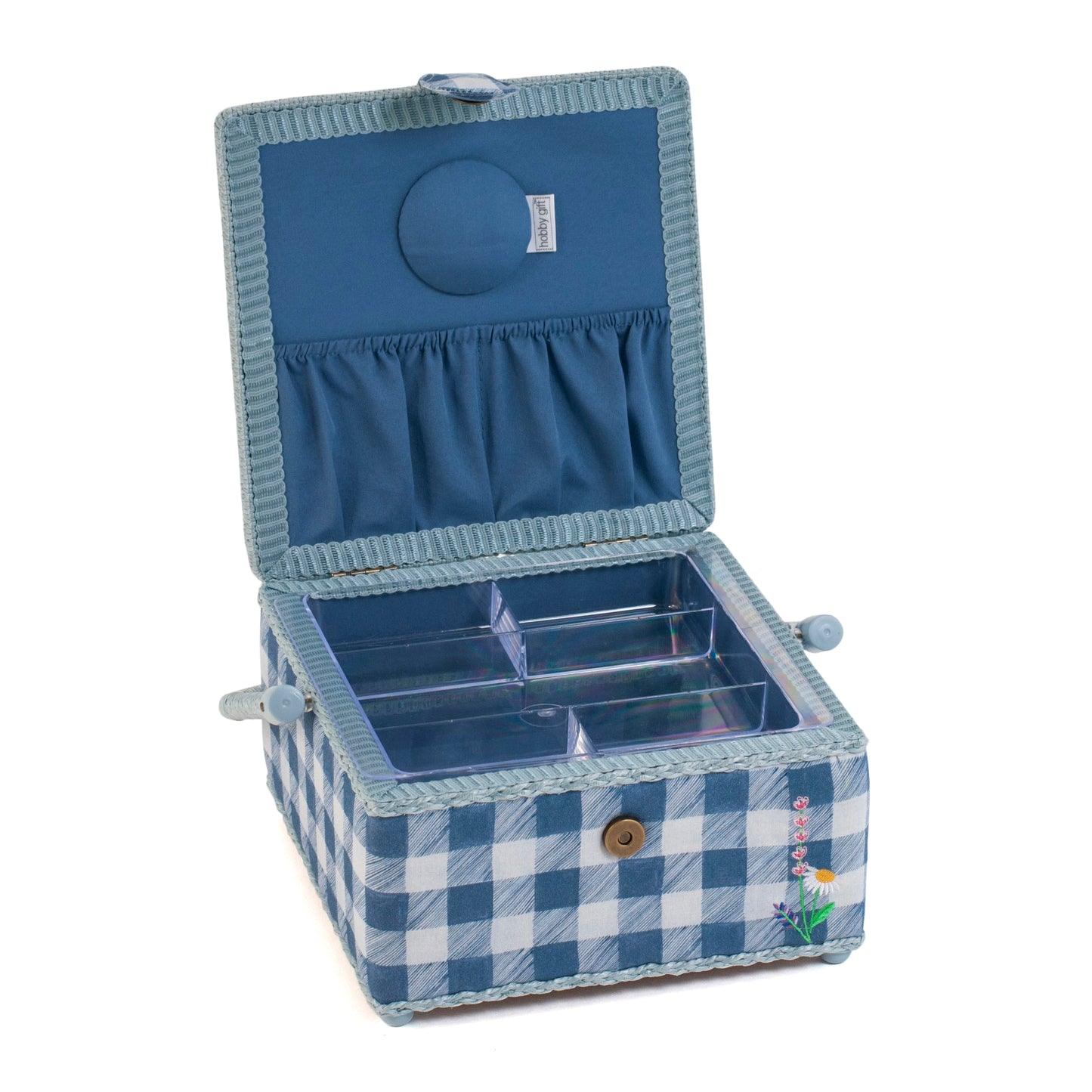 Sewing Box (M): Square: Embroidered: Wild Floral Plaid