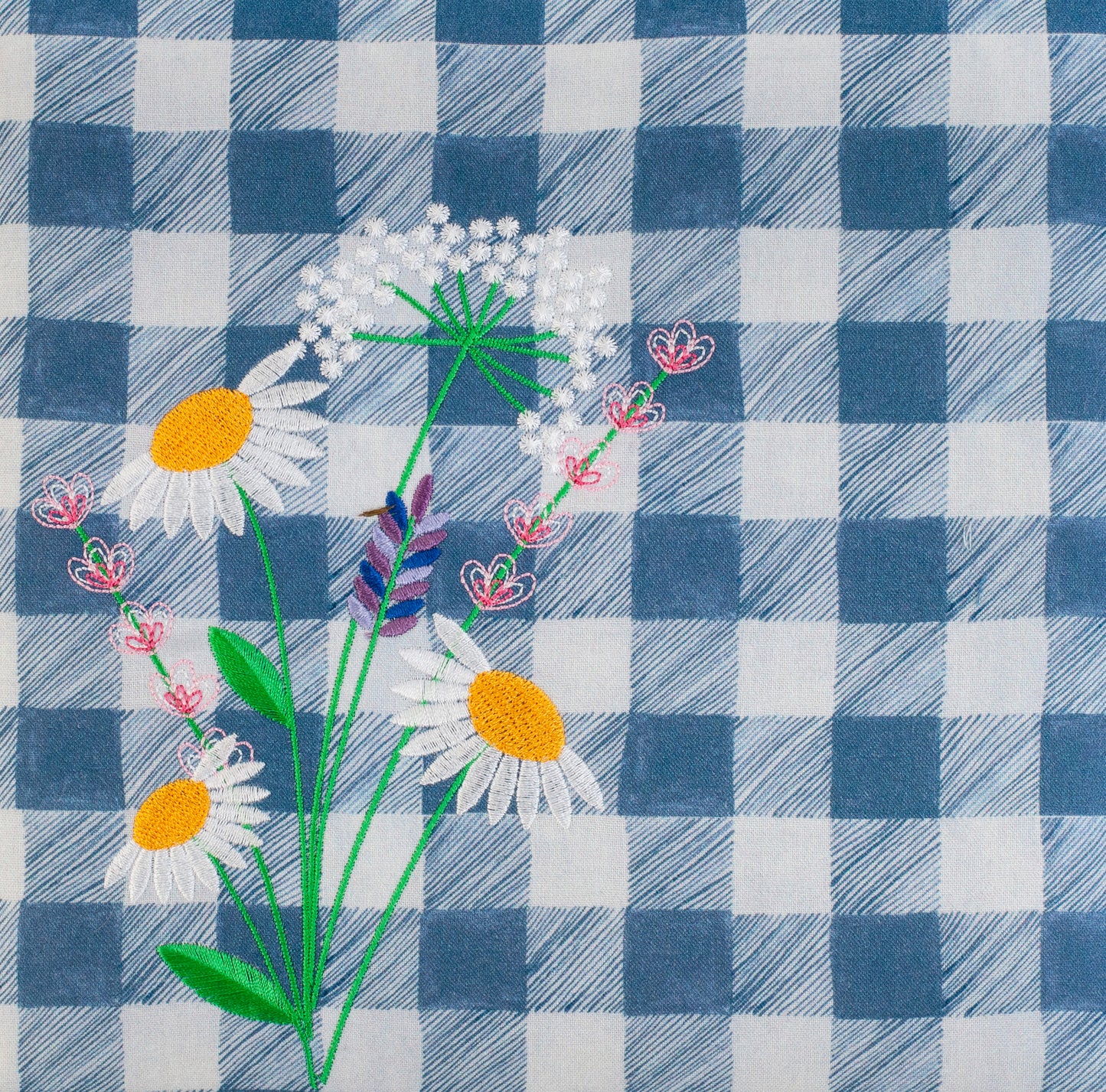 Sewing Box (M): Square: Embroidered: Wild Floral Plaid