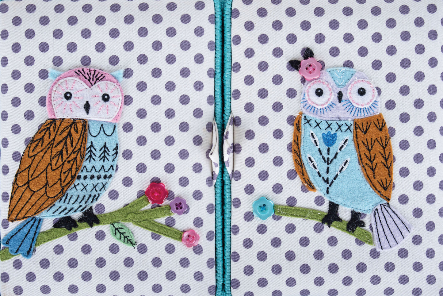 Sewing Box (L): Twin Lid: Appliqué: Owl