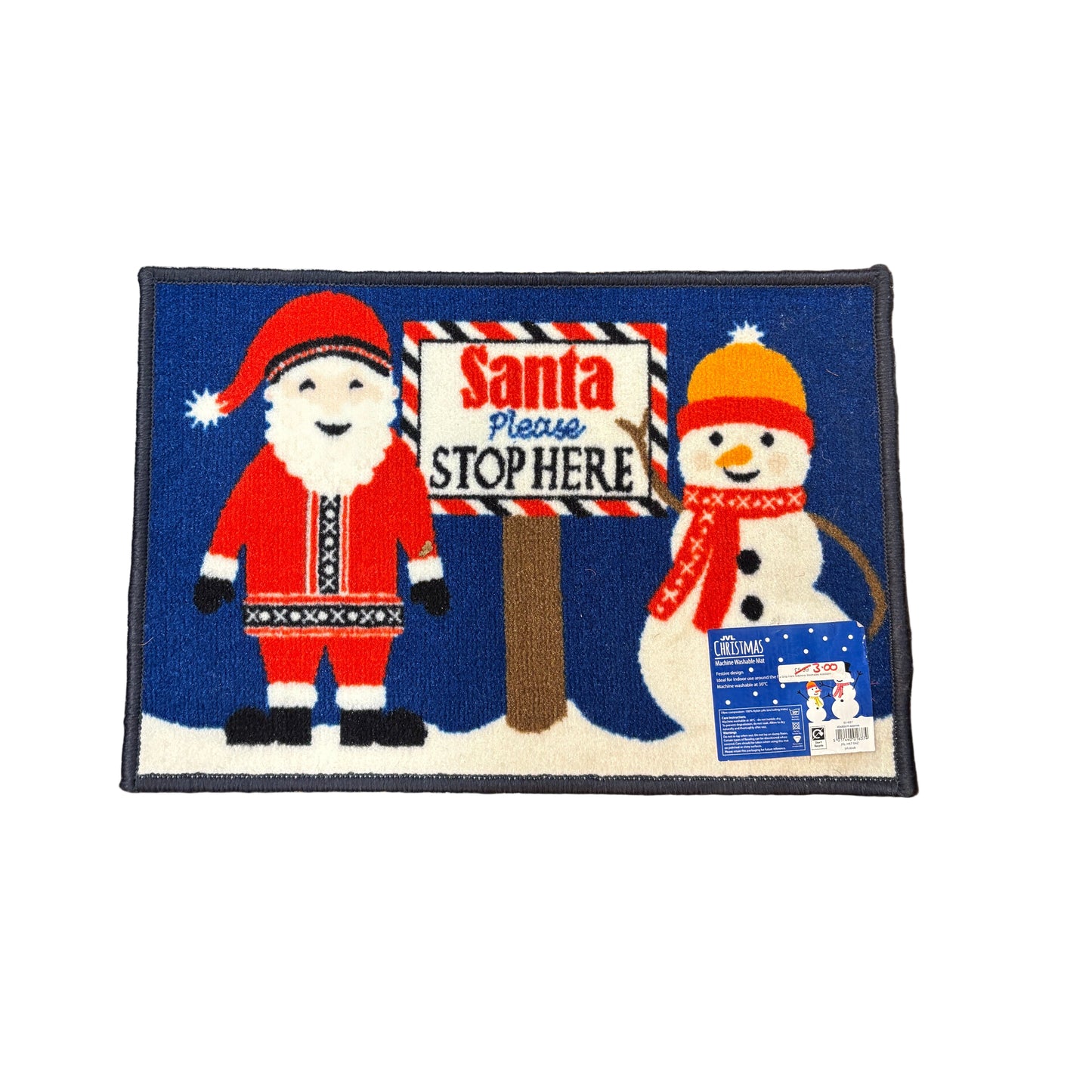 Santa Please Stop Here Machine Washable Mat 40x60cm
