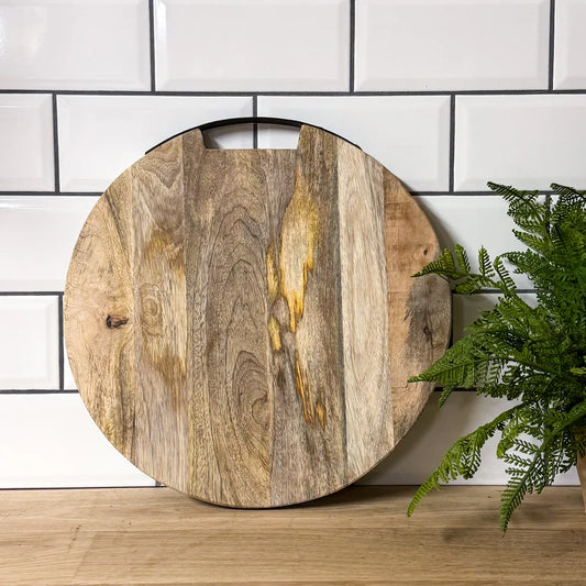 Round Mango Board with Metal Detail