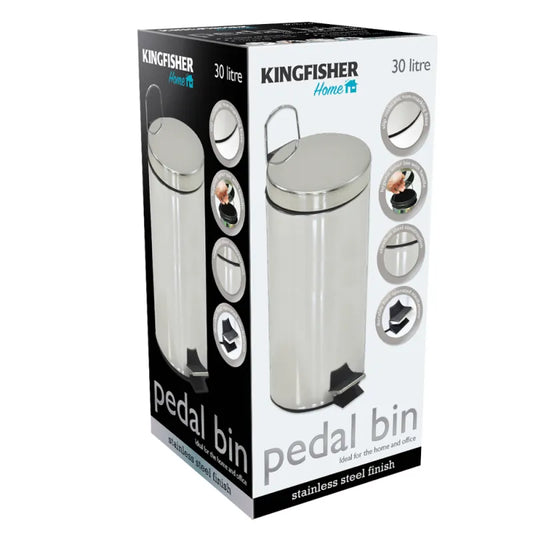 KINGFISHER 30L Stainless Steel Pedal Bin