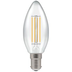 LED Crompton Filament Candle Clear 5w SBC DIM 2700K