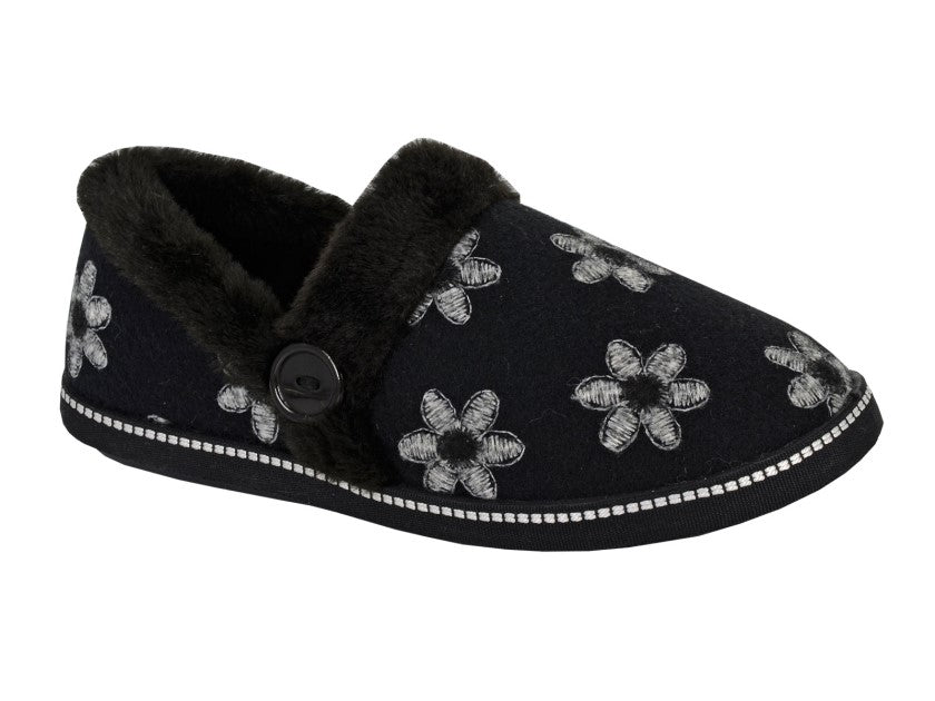 'Trina' Faux Fur Cuff Flower Slipper