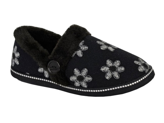'Trina' Faux Fur Cuff Flower Slipper
