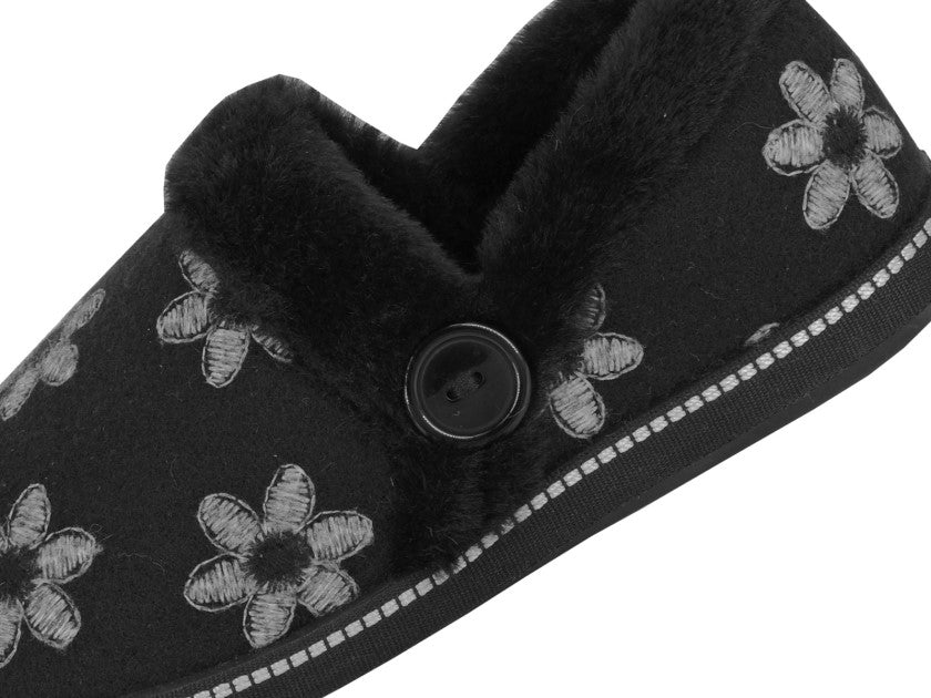 'Trina' Faux Fur Cuff Flower Slipper